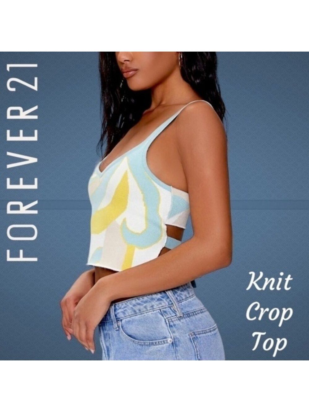 FOREVER 21 Sweater-Style Knitted Open Tie-Back Crop Top/XL NWT